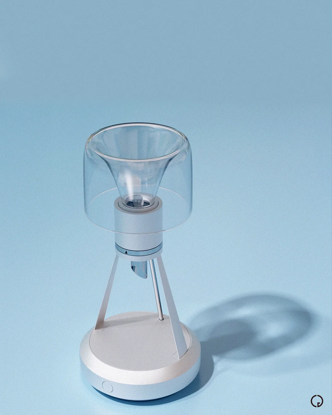 CoffeeGrinder-BlueStudio Rendering of coffee grinder design concept in blue photostudio