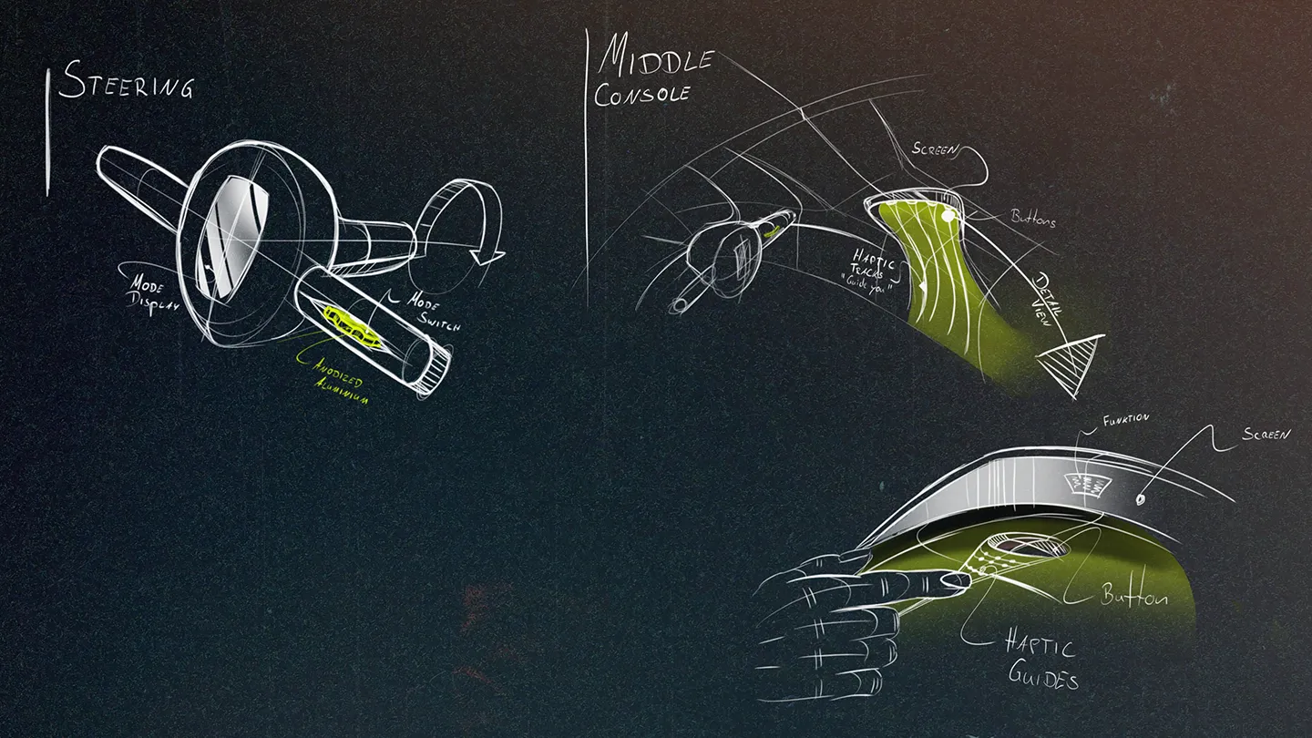 Ideation sketches of interior concept
