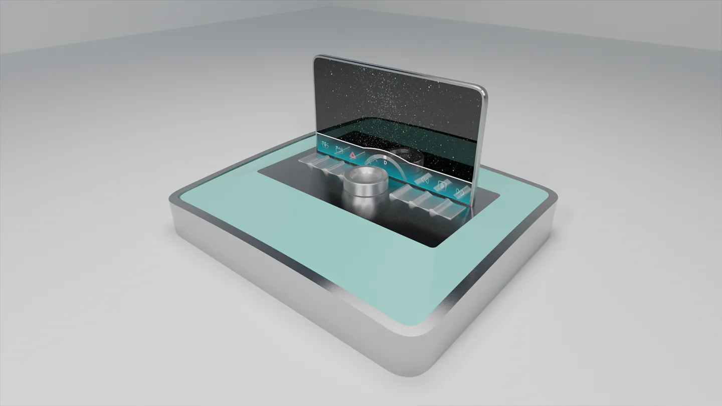Industrial design render of infotainment unit