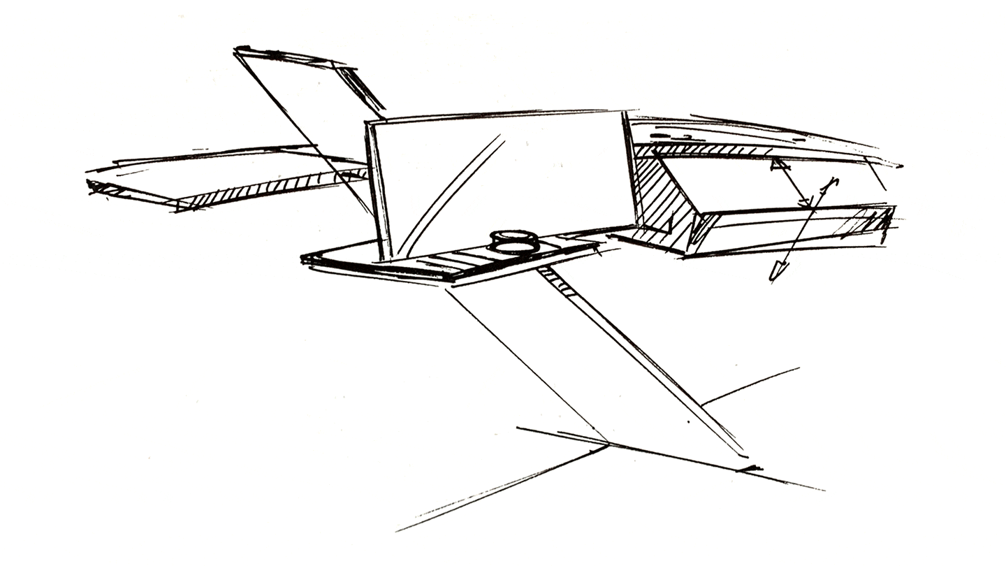 Design concept sketches of the car interior to test ideas