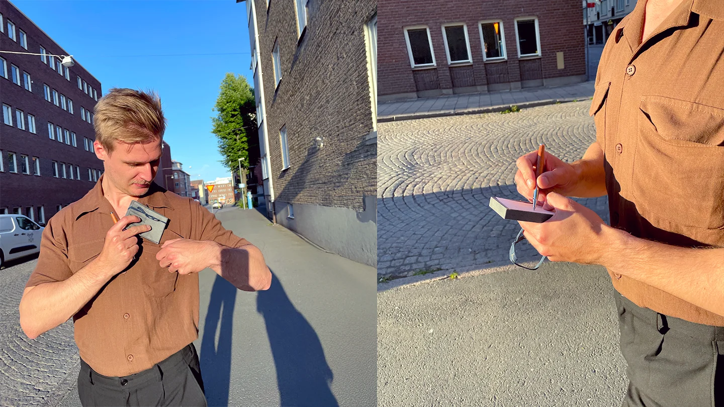 Concept5-Prototype-Test Christian Gorki testing his sketch pad prototype in Jönköping Sweden